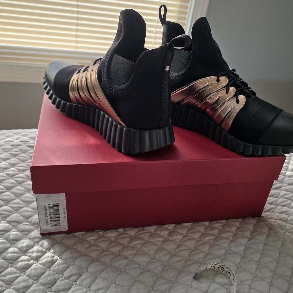 Black and Gold Sneakers  by Ferragamo